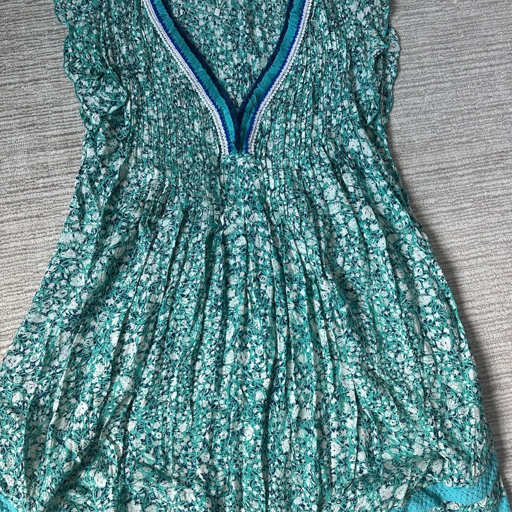 Poupette St. Barth Green and White Floral Dress